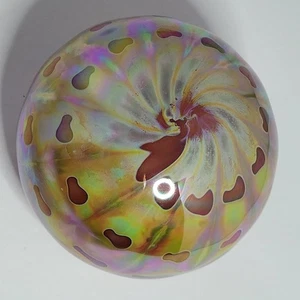 Levay Paperweight iridescent art glass spotted 3 1/2 inch - Picture 1 of 6