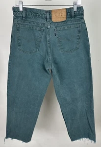 Vintage 90s Levis 550 Jeans Mens 30 30x26 ACTUAL Forest Green Denim Raw Hem - Picture 1 of 17
