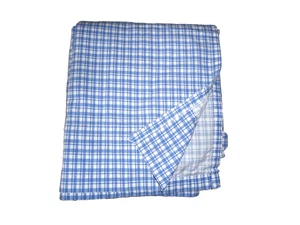 DILLARD'S NOBILITY BLUE & WHITE PLAID (1) QUEEN FLAT SHEET 86X100 200TC - Picture 1 of 5