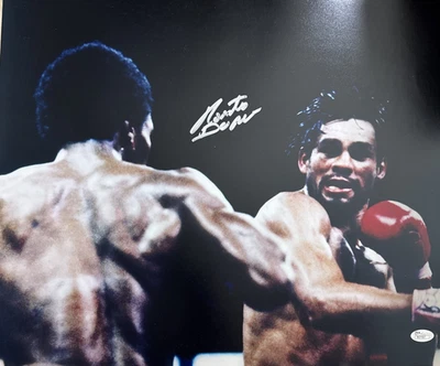 Roberto Duran signed  Autographed  16 x 20 Photo  vs Sugar Ray Leonard  JSA COA - Image 1 of 3