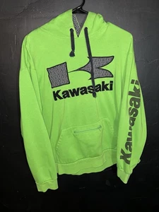 Kawasaki Felpa con Cappuccio Youth XL Verde Pullover Felpa Corsa Motocross Spell Out - Foto 1 di 7