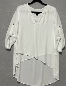 Karen Kane Blouse Top Long Sleeve V Neck Layered Hem White Size XL - Picture 1 of 8