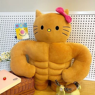 30cm Muscle Hello Kitty Plush Toys Soft Stuffed Doll Cute Collection Fan Gifts