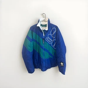 Vintage 90's Columbia Men's Colorblock Puffer Jacket Blue Green Ski Snow Large - Picture 1 of 7