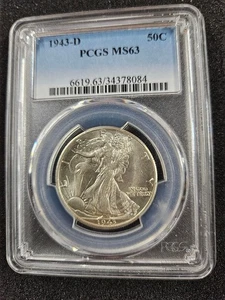🌟 1943-D Walking Liberty Half Dollar Coin PCGS MS63 - Picture 1 of 2