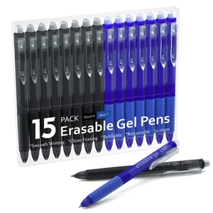 Erasable Gel Pens, 15 Pack Retractable Erasable Pens Clicker, Fine Point, Mak... - Picture 1 of 7