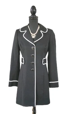 Abrigo Chaqueta Ann Taylor Loft Talla 2 Traje Blanco y Negro Algodón Boucle XS S Para Mujer  Foto 1 de 4