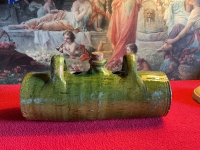 ART POPULAIRE ANCIEN GOURDE À ANSES BOUILLOTTE POTERIE BRISSARD TERRE CUITE XIX° - Photo 1/4