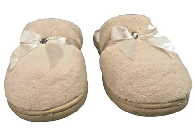 Zapatillas de felpa con suela de goma marfil estilo mula F3103031 talla 5-6 pequeñas pequeñas Foto 1 de 4