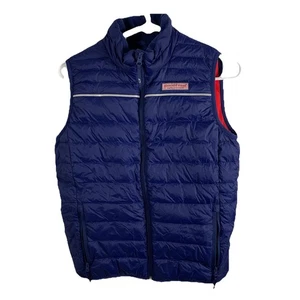 Vineyard Vines DOWN Puffer Vest Youth Kids Sz Large 16 Navy Blue School Hiking - Picture 1 of 12