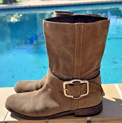 ROBERTO DEL CARLO MARRÓN CLARO GAMUZA SOBRE EL TOBILLO BOTINES Talla 37.5M HECHO EN ITALIA Foto 1 de 4