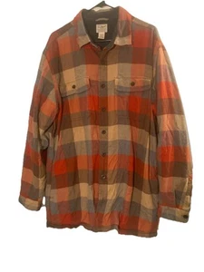 LL Bean Fleece Lined Flannel Plaid Shacket Shirt Jacket XL Tall 298190 - Picture 1 of 5