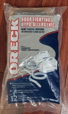 Paquete de 12 bolsas de vacío hipoalergénicas para combatir olores de carbón Oreck PKBB12OF Canistr Foto 1 de 4