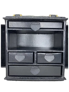 Estuche de joyería fino de cuero negro Bang Juen de colección con asa de viaje  - Imagen 1 de 13