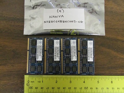 4 Pieces -- Nanya NT2GC64B8HC0NS-CG  2GB DDR3 Laptop RAM Memory - Image 1 of 2