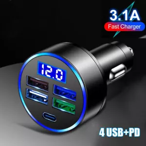 4 accesorios de carga rápida USB tipo C PD para teléfono coche adaptador pantalla LED - Imagen 1 de 7