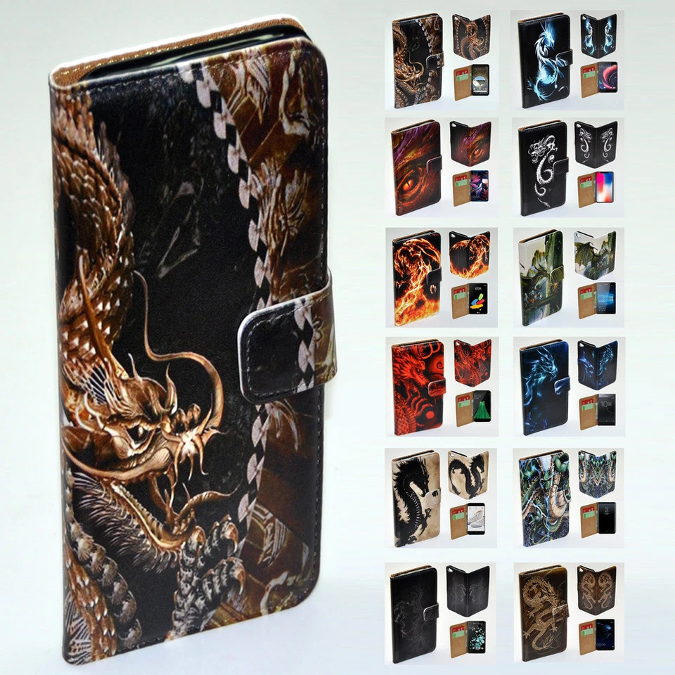 For HTC Series Mobile Phone - Dragon Theme Wallet Phone Cover Flip Case - Image 1 of 1