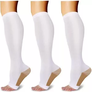 3 Pairs Open Toe Compression Socks for Men Women Toeless Compression Socks - Picture 1 of 7