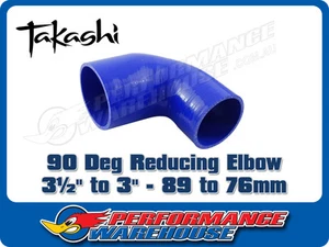 Takashi Blue Silicone Hose 90 Degree Reducing Elbow 3½" To 3" (89 to 76mm) Turbo - Picture 1 of 2