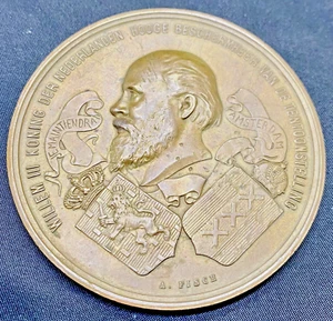 RARE WILLEM III OF THE NETHERLANDS HIGH PATRON OF THE EXHIBITION 1883 MEDAL v/g - Picture 1 of 6