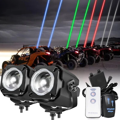 Para Polaris RZR 900 S RZR 1000 XP 1000 2014-2021 4 Láser RGB LED Luces Látigo 3" Foto 1 de 4