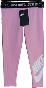 NIKE Girl's PINK Logo Legging "Just Do It" Fold-Down Waist Pants Size: 5 NWT - Picture 1 of 4