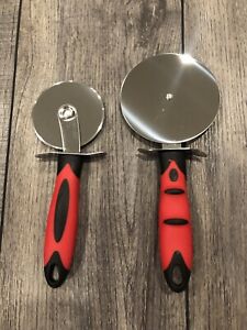 Lot Of 2 Pizza Slicers Cutter Knife -Roll Cut Comfortable Handle 9” And 8”