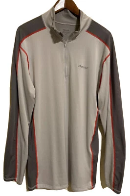 Marmot 男式 XL 1/4 拉链衬衫-弹力打底/长袖-灰色 — 第 1/4 张图片