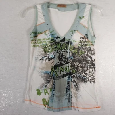 Camisa Minnie Vintage Ajustada Para Mujer Pequeña Estampado Adornado Rockaway Kings EE. UU. Foto 1 de 4