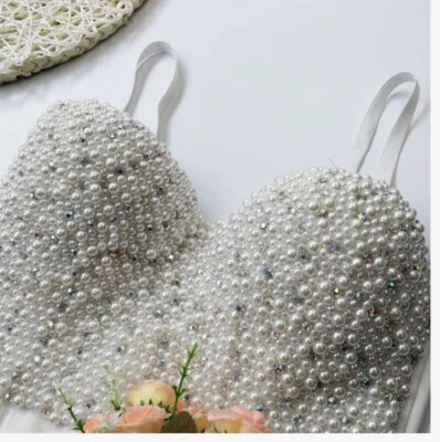 Bustier con acento de diamante/perla hecho a mano Gaelop Foto 1 de 4