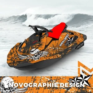 SEADOO SPARK trixx GRAPHIC KIT 2up + 3up Jet Ski SEA DOO Decal Vinyl DARK WATER  - Picture 1 of 2