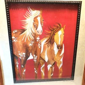 Signed Martie Hopper Reynolds Tres Caballos framed print signed by artist - Picture 1 of 5