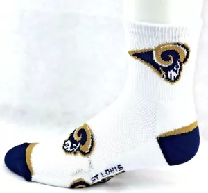 Calcetines de cuarto de fútbol americano St. Louis Rams blancos y marinos flexibles top Deuce - Imagen 1 de 3