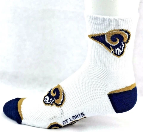 St. Louis Rams Football White & Navy Flex Top Deuce Quarter Socks Cover