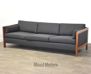 Mid Century teak grey sofa