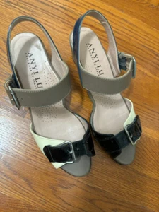 Anyi Lu Womens Multi Color Open Toe Wedge Sandal 36 1/2 (6) Italy Patent Lether - Picture 1 of 7
