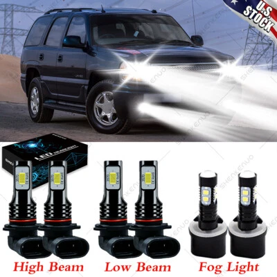 Farol de LED alto feixe baixo + kit de lâmpadas de neblina para GMC Yukon Denali 2001-2006 - Imagem 1 de 4