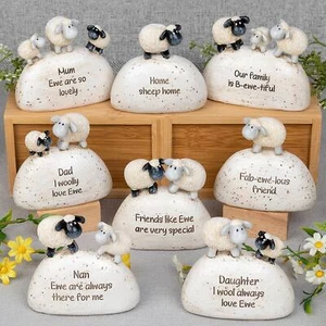 Shudehill Giftware Cute sheep resin figurines with heartfelt messages - Picture 1 of 9
