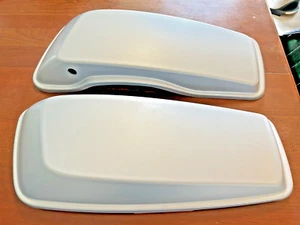 Used Harley-Davidson Barracuda Silver Denim Saddlebag Lids for Road Glide - Picture 1 of 11