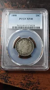 1898 Barber Silver Quarter Dollar 25C PCGS XF40 Nice Original Coin 4403 - Picture 1 of 4