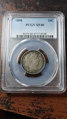 1898 Barber Silver Quarter Dollar 25C PCGS XF40 Nice Original Coin       4403 - Image 1 of 4