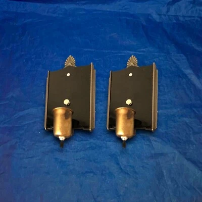 Par de accesorios de aplique de pared Art Deco con cable respaldos de vidrio negro 40E Foto 1 de 4