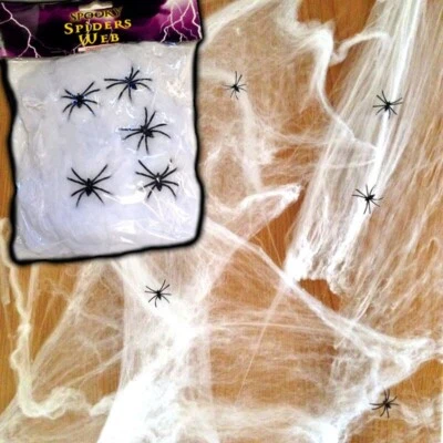 HENBRANDT Large Stretchy Spider Web Cobweb and Scary Spiders Halloween Party Decoration