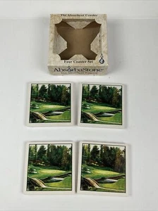 AbsorbaStone - Absorbent Coasters – Set of 4 – Golf Course Design - Cork Back - Picture 1 of 6