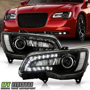 For 2011-2023 Chrysler 300 Halogen Black LED DRL Projector Headlights Headlamps - Picture 1 of 10