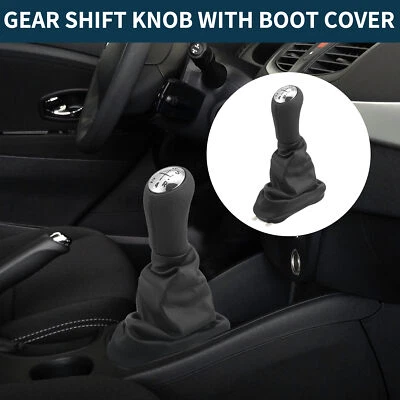 5 Speed Gear Shift Knob with Cover for Renault Clio III Plastic and Faux Leather Foto 1 de 4