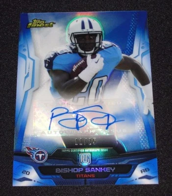 2014 Finest BISHOP SANKEY #143 Blue Refractor RC Auto/25 Titans VIKINGS Huskies - Image 1 of 2