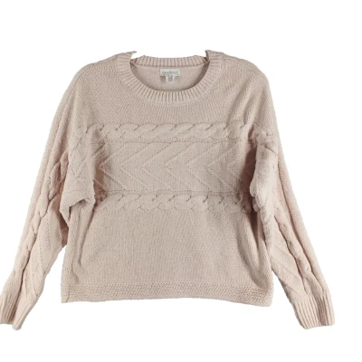 Suéter tejido con cable rosa FULL & TILT para mujer talla PEQUEÑA (4-6) Foto 1 de 4