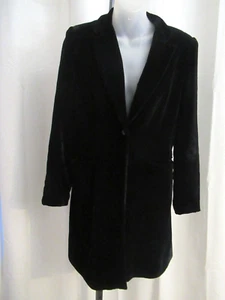 Abrigo de Noche Vintage Negro SEDA Terciopelo Ópera Forrado Satinado Talla 8 P - Imagen 1 de 5