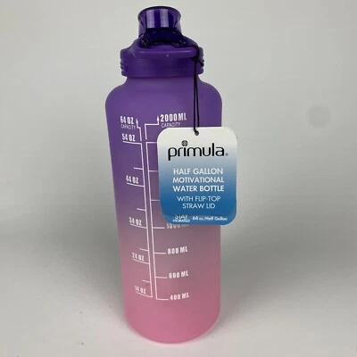 Botella de agua motivacional Primula 64 oz rosa Ombré Time Market medio galón Foto 1 de 4